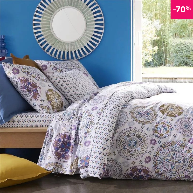 Linge de lit motif rosaces - BECQUET CRÉATION